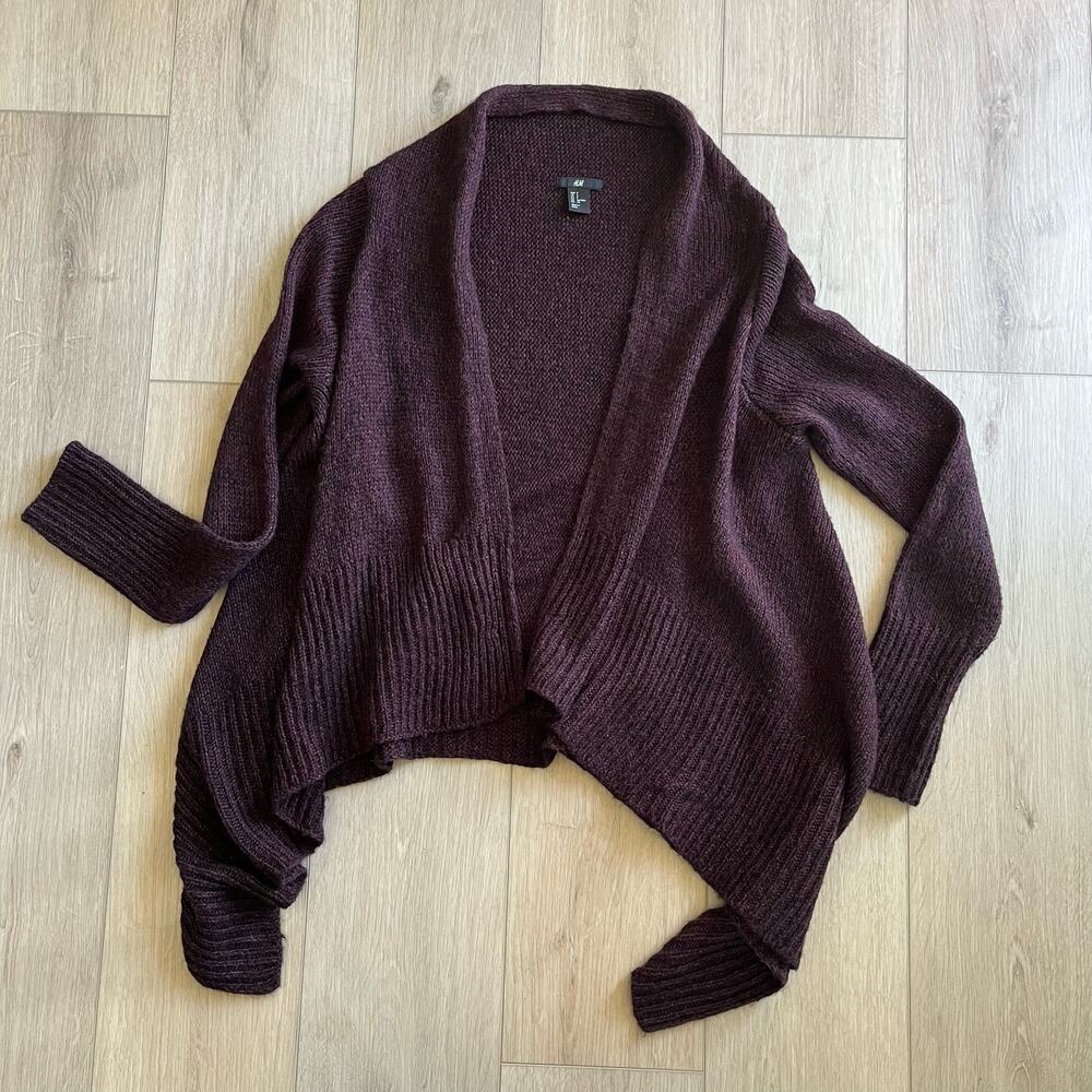 H&M Women’s Knit Burgundy & Black Cardigan Sz Small